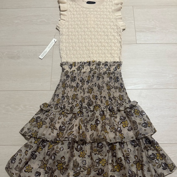 Anthropologie Current Air Ruffle Crewneck Mini Sweater Dress - Picture 2 of 10